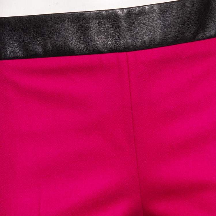 مملوكة مسبقًا Gucci Fuchsia Wool & Leather Trimmed Pants S