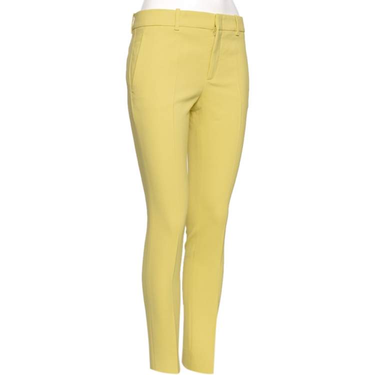 Pre Owned Gucci Yellow Crepe Tailored Pants S 
