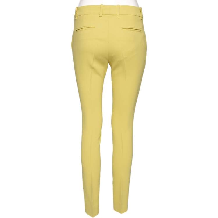 Pre Owned Gucci Yellow Crepe Tailored Pants S 
