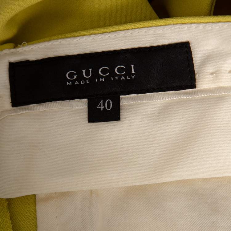 Pre Owned Gucci Yellow Crepe Tailored Pants S 