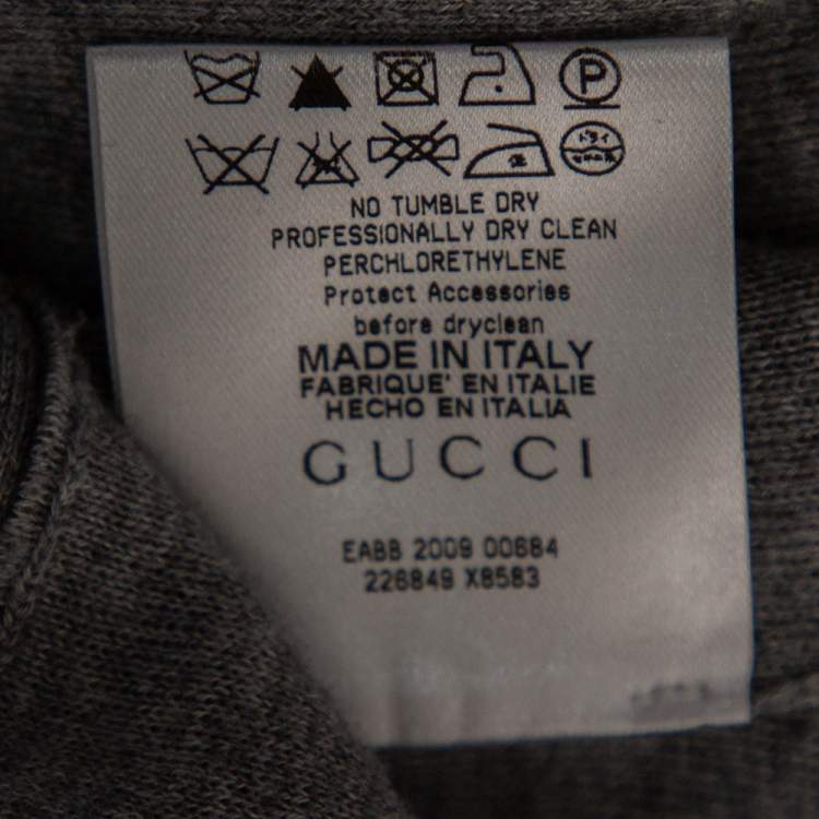 Pre Owned Gucci Grey Cashmere Knit Zip Front Sleeveless Jacket L 