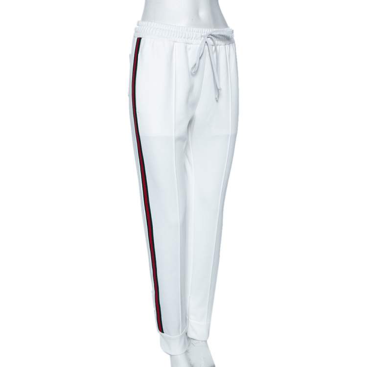 Pre Owned Gucci White Jersey Cherry Logo Appliqued Track Pants M