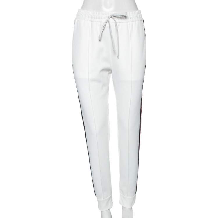 Pre Owned Gucci White Jersey Cherry Logo Appliqued Track Pants M