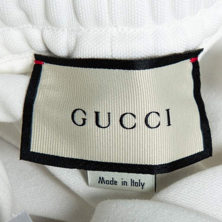 Pre Owned Gucci White Jersey Cherry Logo Appliqued Track Pants M