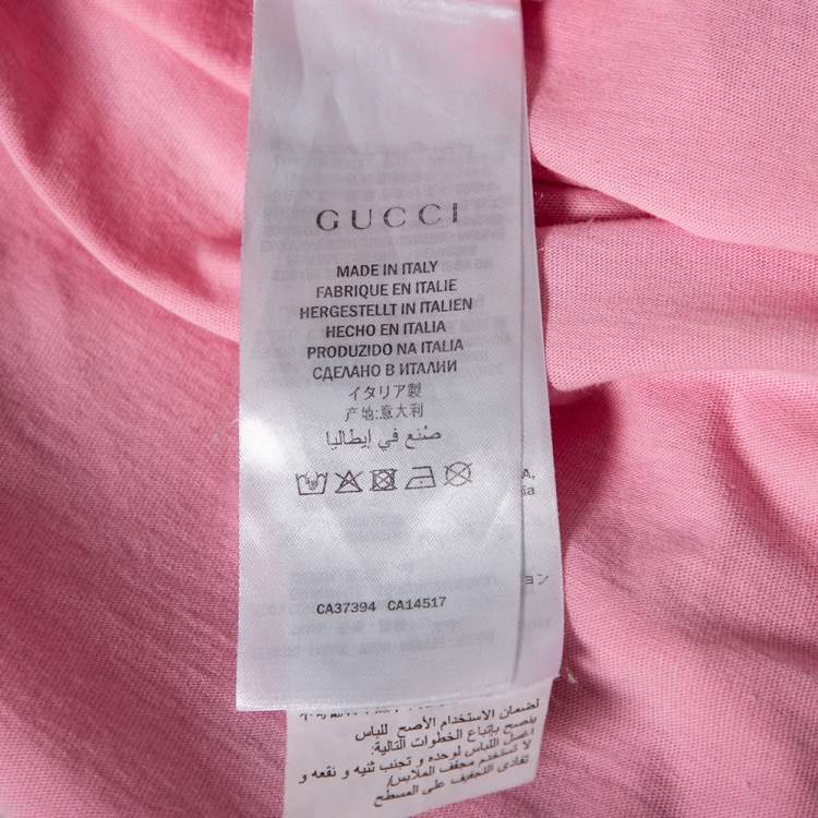 Pre Owned Gucci Pink Cotton Tennis Logo Embroidered Crewneck T-Shirt L