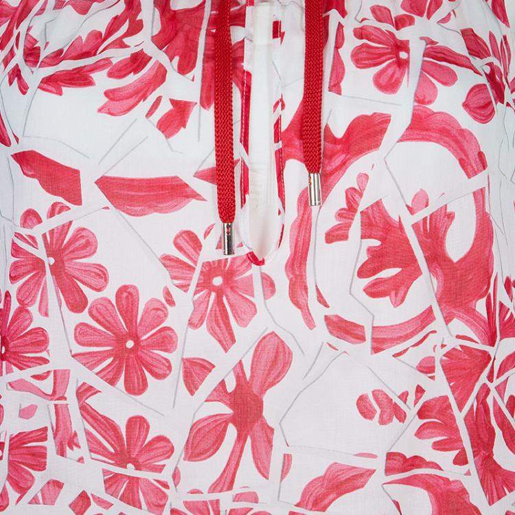 Pre Owned Gucci White Cotton Floral Print Sleeveless Tank Top M