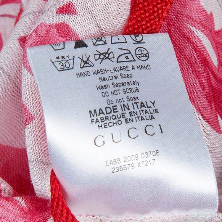 Pre Owned Gucci White Cotton Floral Print Sleeveless Tank Top M