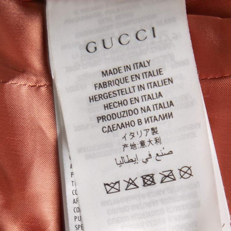 Pre Owned Gucci Black Leather Logo Embellished Zip Front Biker Jacket S