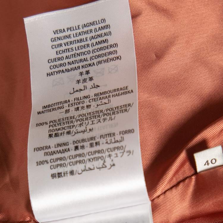 Pre Owned Gucci Black Leather Logo Embellished Zip Front Biker Jacket S