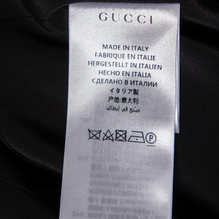 Pre Owned Gucci Rust Ufo Embroidered Velvet Long Sleeve Gown M