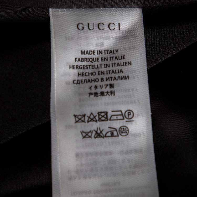 Pre Owned Gucci Monochrome Geometric Pattern Embellished Wool Coat M