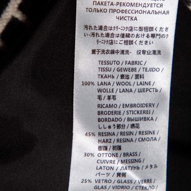 Pre Owned Gucci Monochrome Geometric Pattern Embellished Wool Coat M