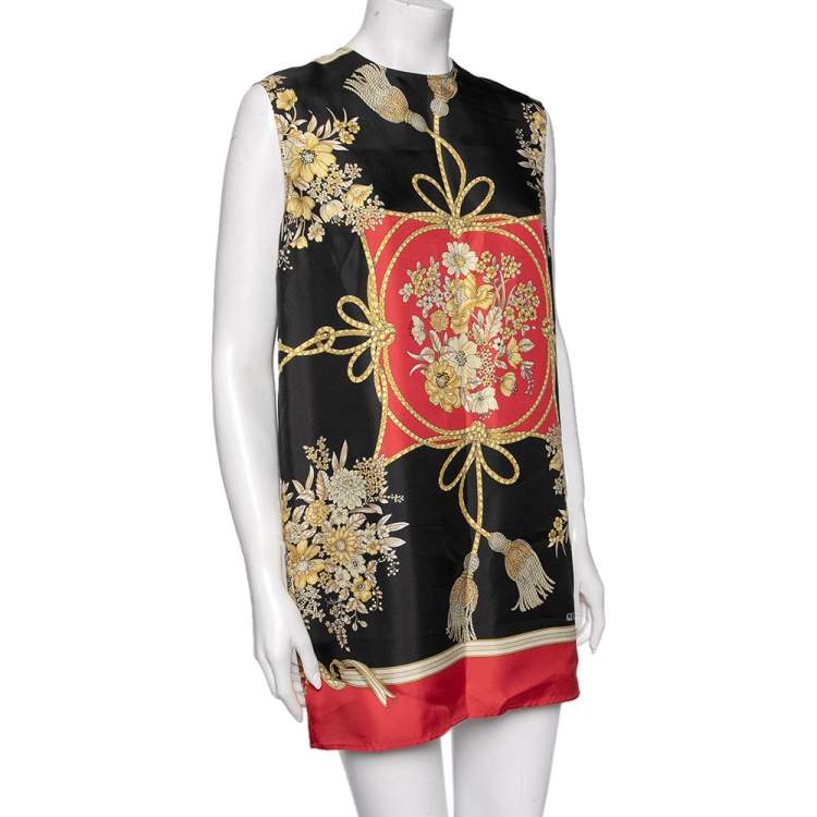 Pre Owned Gucci Multicolored Printed Silk Sleeveless Mini Dress S 