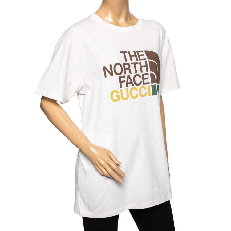 The North Face X Gucci Cream Logo Printed Cotton Oversized T-Shirt
