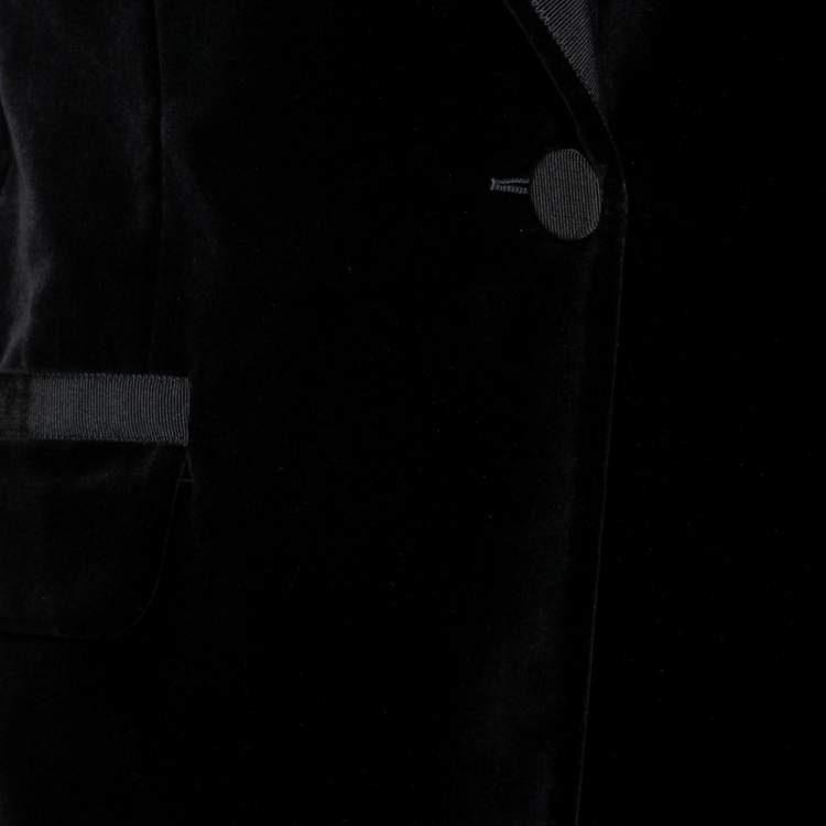 Pre Owned Gucci Black Velvet Embroidered Tiger Embellished Single Breasted Blazer L