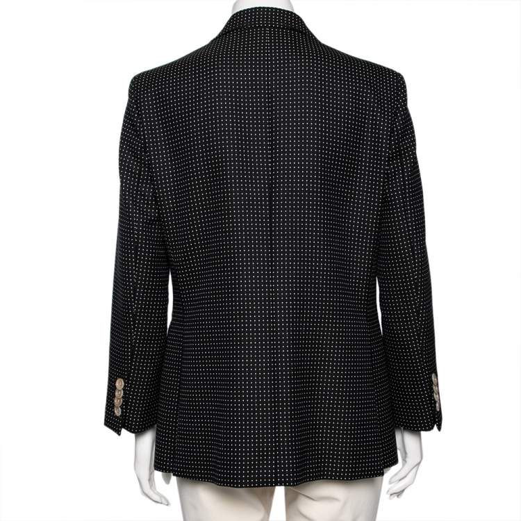 Pre Owned Gucci Black Polka Dot Wool Crystal Embellished Jacket L