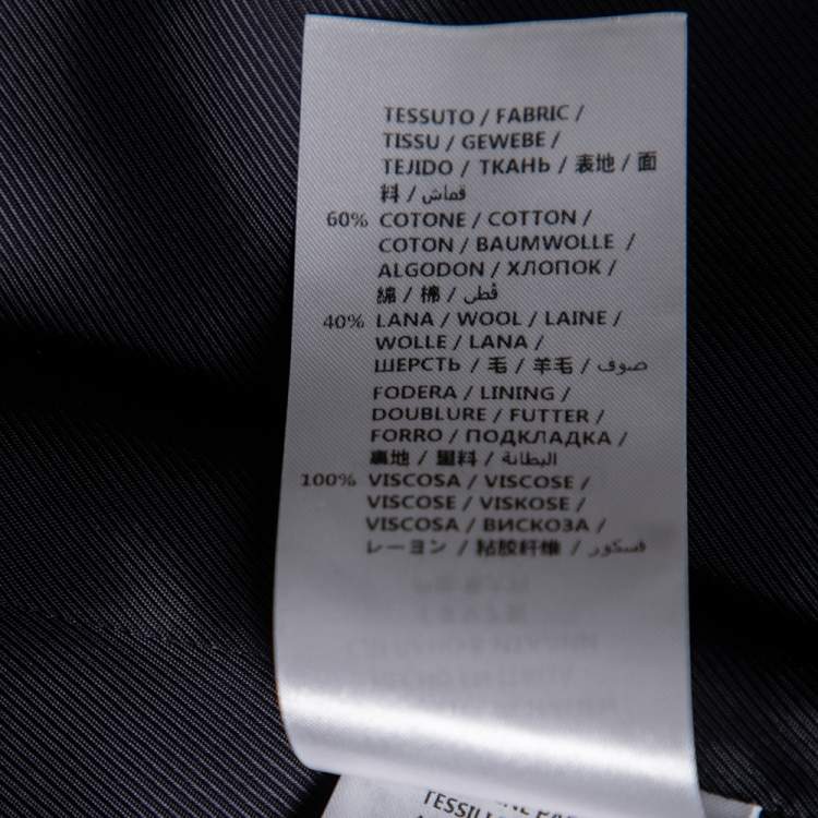 Pre Owned Gucci Navy Blue Floral Jacquard Cotton & Wool Single Breasted Blazer L