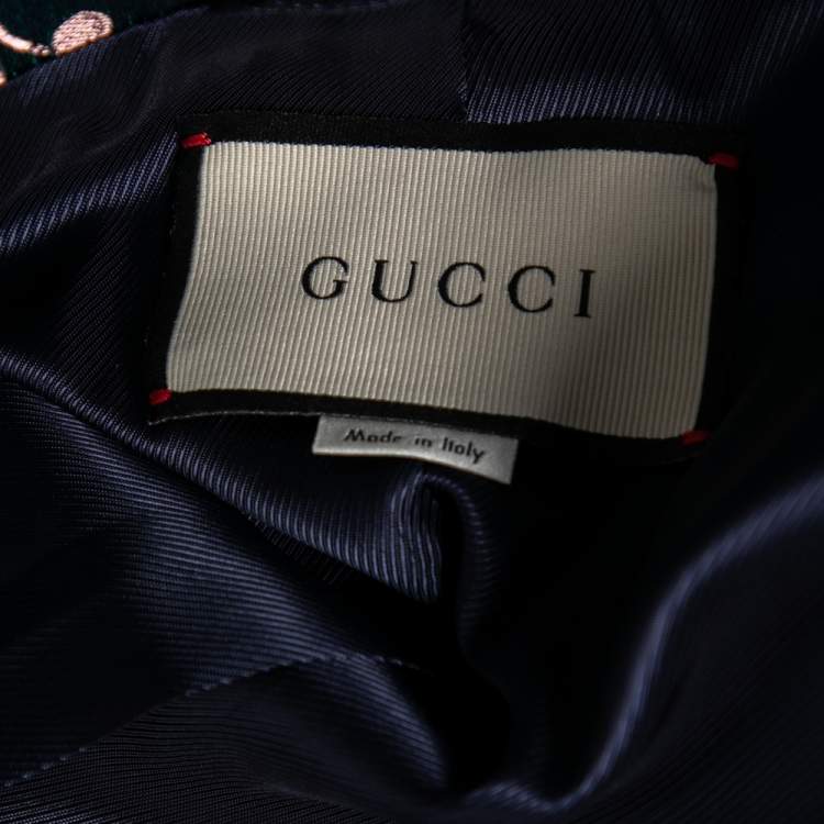Pre Owned Gucci Blue Floral Brocade Single Breasted Blazer L