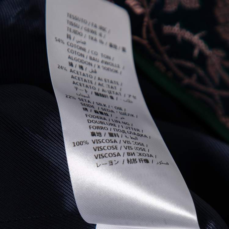 Pre Owned Gucci Blue Floral Brocade Single Breasted Blazer L
