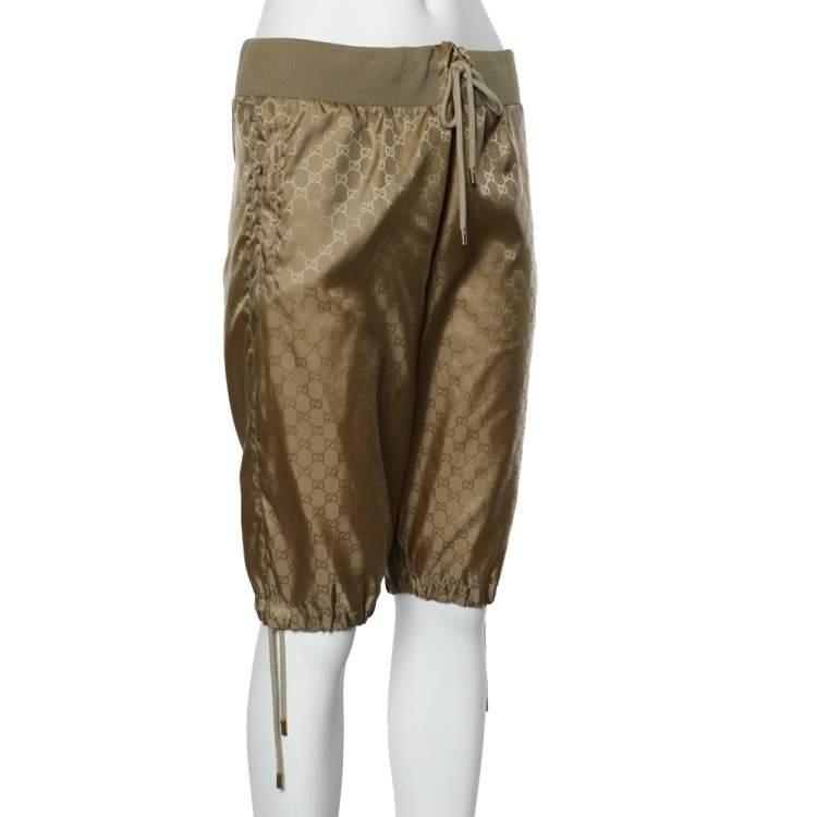 Pre Owned Gucci Gold GG Nylon Shorts L