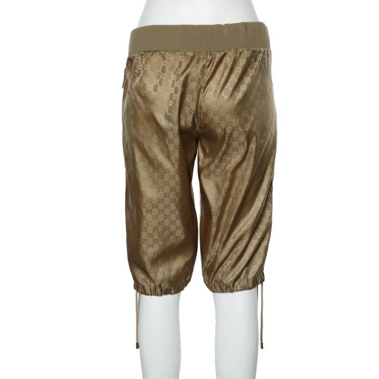 Pre Owned Gucci Gold GG Nylon Shorts L
