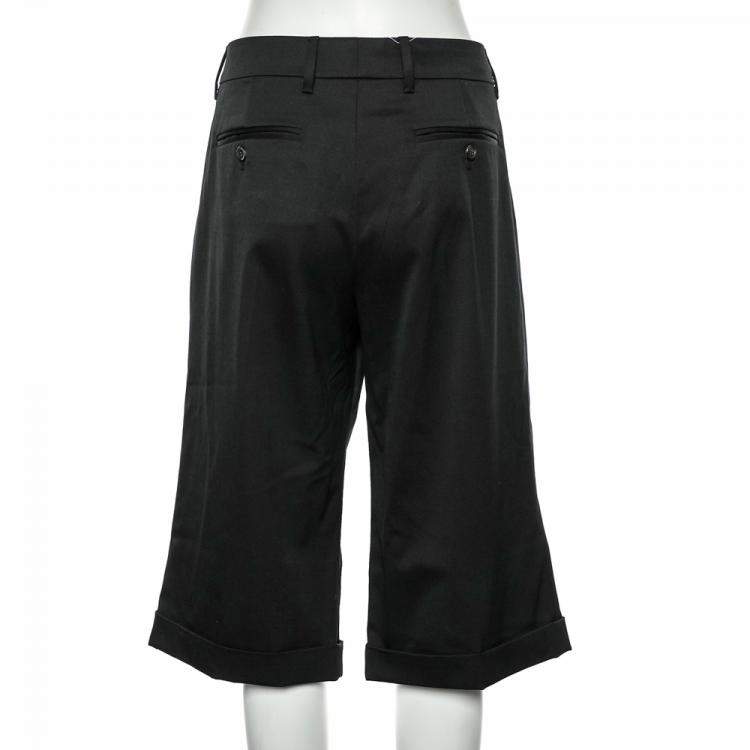 Pre Owned Gucci Black Wool Cropped Culottes L