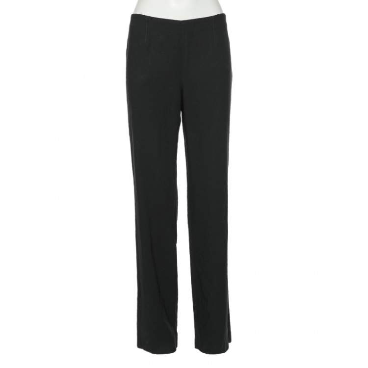 Pre Owned Gucci Black Wool Straight Leg Pants M