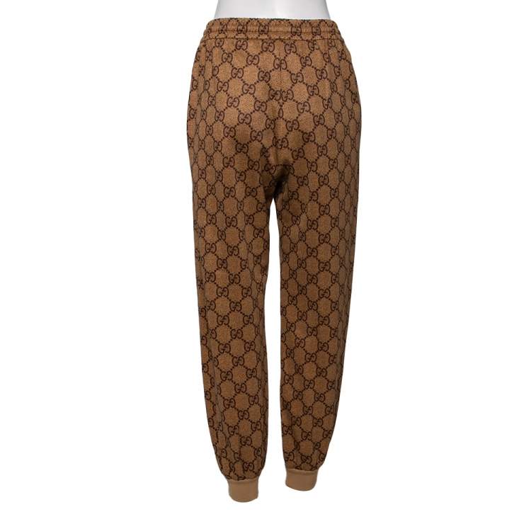 Pre Owned Gucci Brown GG Jacquard Elasticized Waist Joggers S