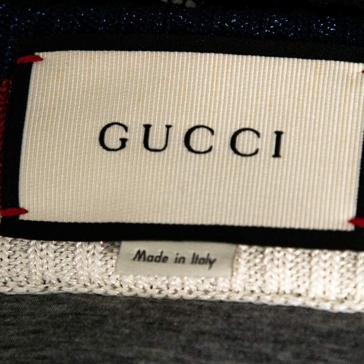 Pre Owned Gucci Black Lace Web Stripe Trimmed Scuba Sartorial Jacket & Skirt Set S/M