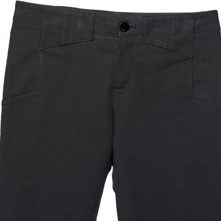 Pre Owned Gucci Black Stretch Cotton Buckle Hem Pants S