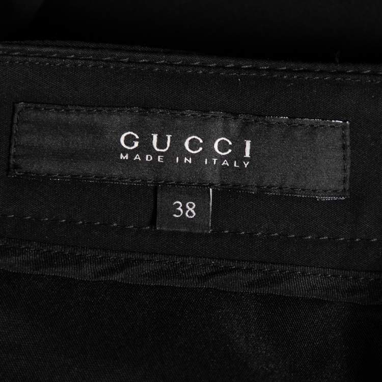 Pre Owned Gucci Black Stretch Cotton Buckle Hem Pants S