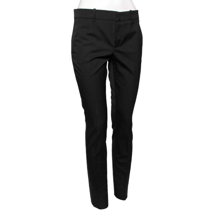 Pre Owned Gucci Black Wool Straight Leg Trousers S