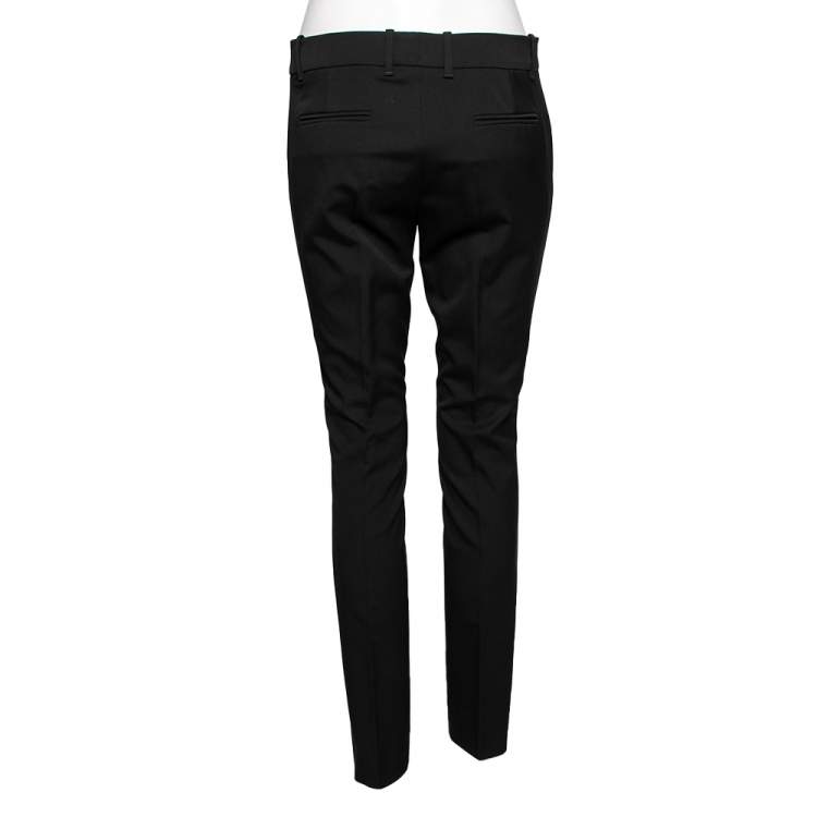 Pre Owned Gucci Black Wool Straight Leg Trousers S