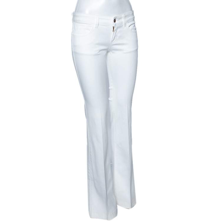 Pre Owned Gucci White Denim 70's Flared Jeans S