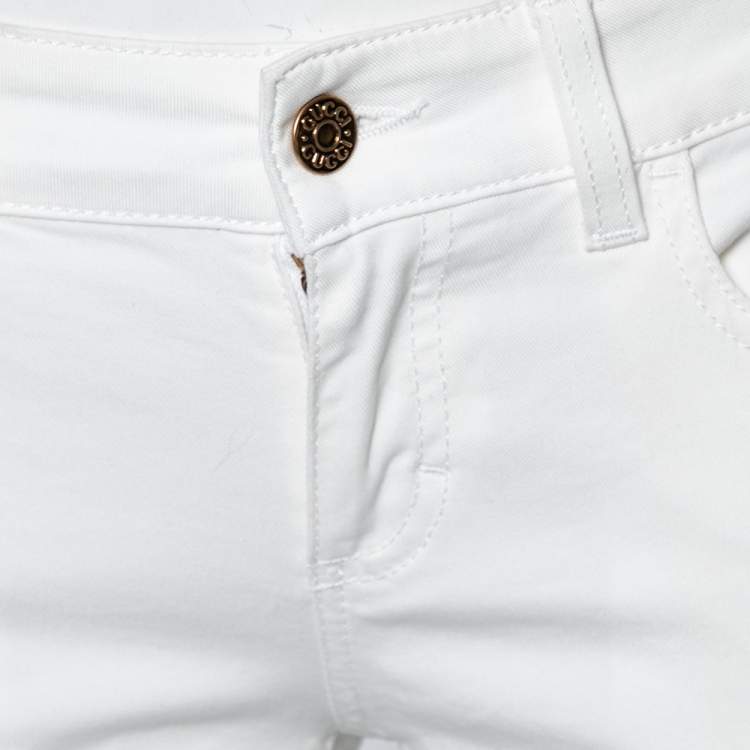 Pre Owned Gucci White Denim 70's Flared Jeans S