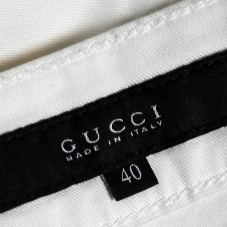 Pre Owned Gucci White Denim 70's Flared Jeans S