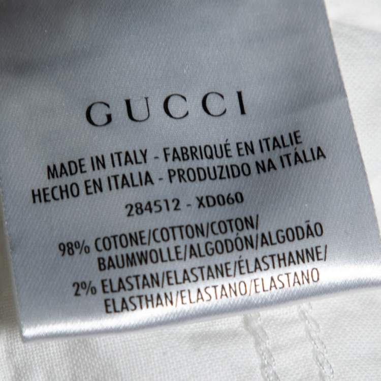 Pre Owned Gucci White Denim 70's Flared Jeans S