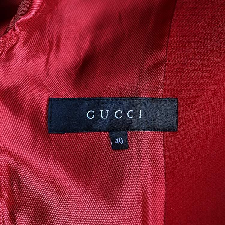 Pre Owned Gucci Red Wool Buttoned Mid Length Coat S