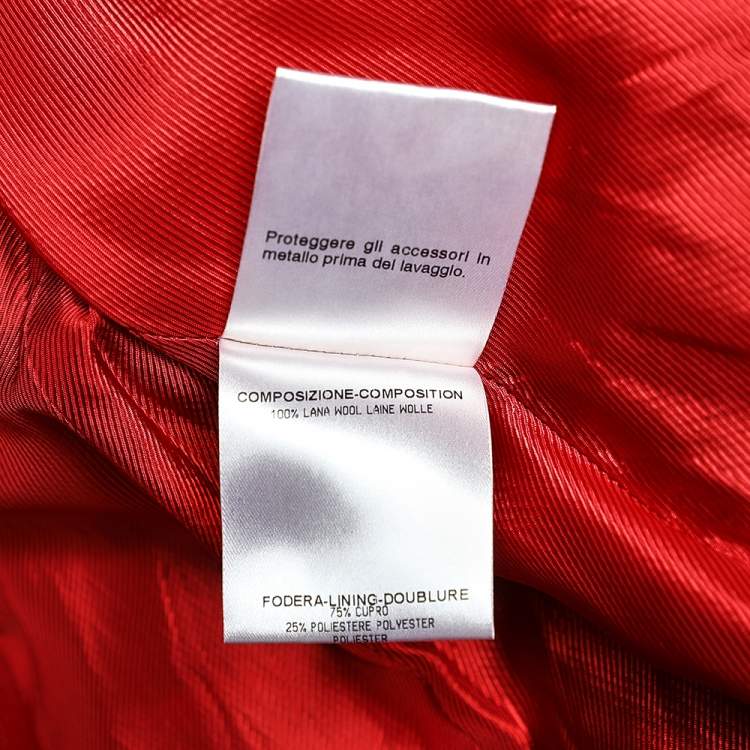 Pre Owned Gucci Red Wool Buttoned Mid Length Coat S