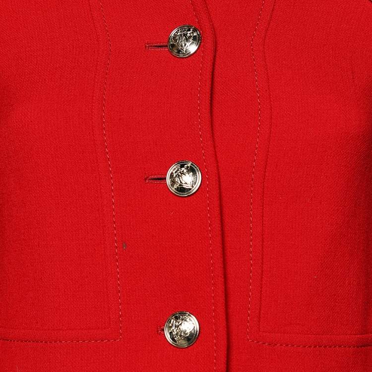 Pre Owned Gucci Red Wool Buttoned Mid Length Coat S