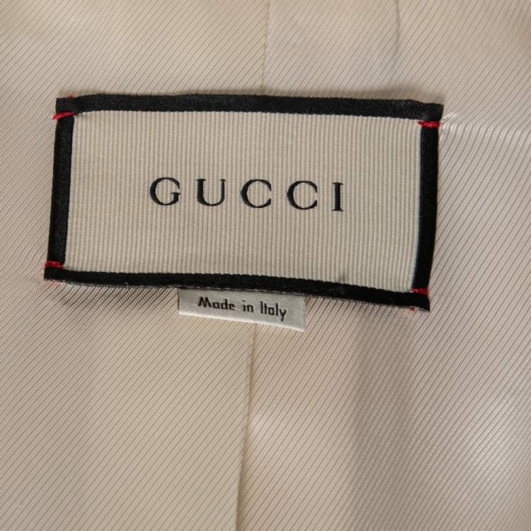 Pre Owned Gucci Light Beige Wool Rose Applique Detailed Single Breasted Blazer M