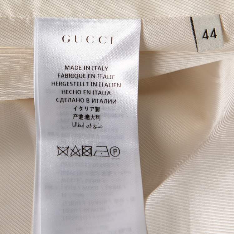 Pre Owned Gucci Light Beige Wool Rose Applique Detailed Single Breasted Blazer M