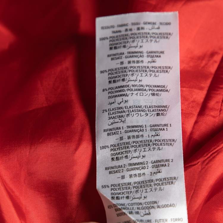 Pre Owned Gucci Red Mesh & Satin Magnetismo Stripe Trimmed Zip Front Hooded Jacket XL