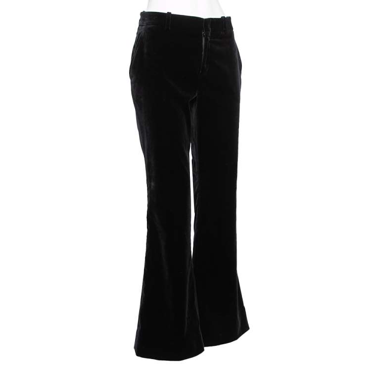 Flared trousers with velvet effect and shinny details | Pinkwoman