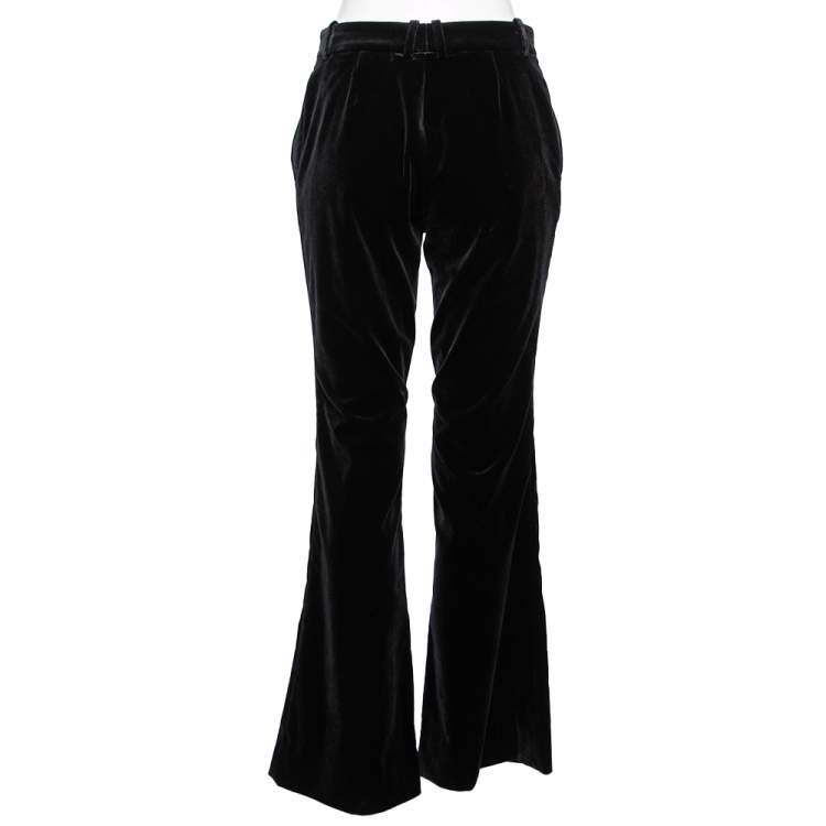 Pre Owned Gucci Black Velvet High Waisted Flared Trousers M