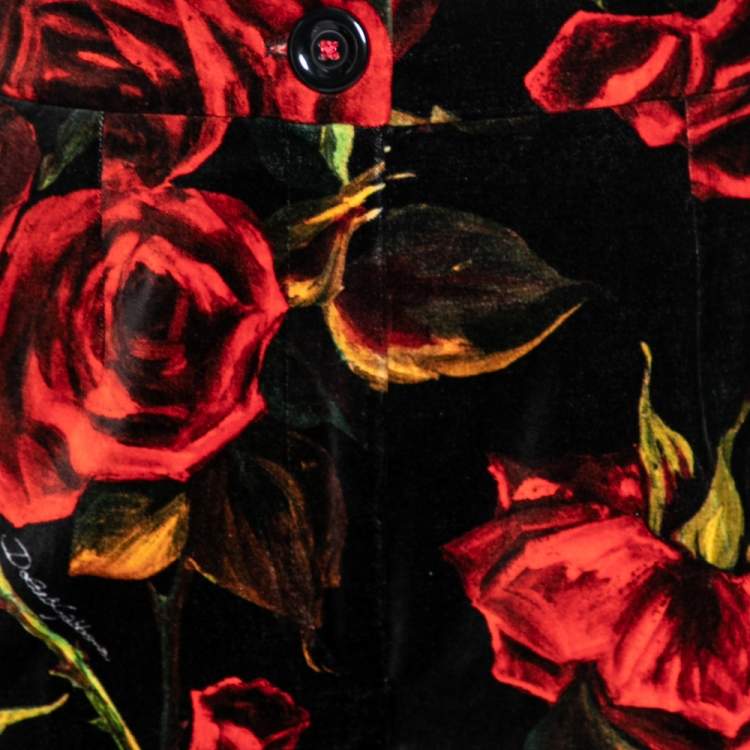 مملوكة مسبقًا Gucci Multicolor Floral Print Velvet Trousers M
