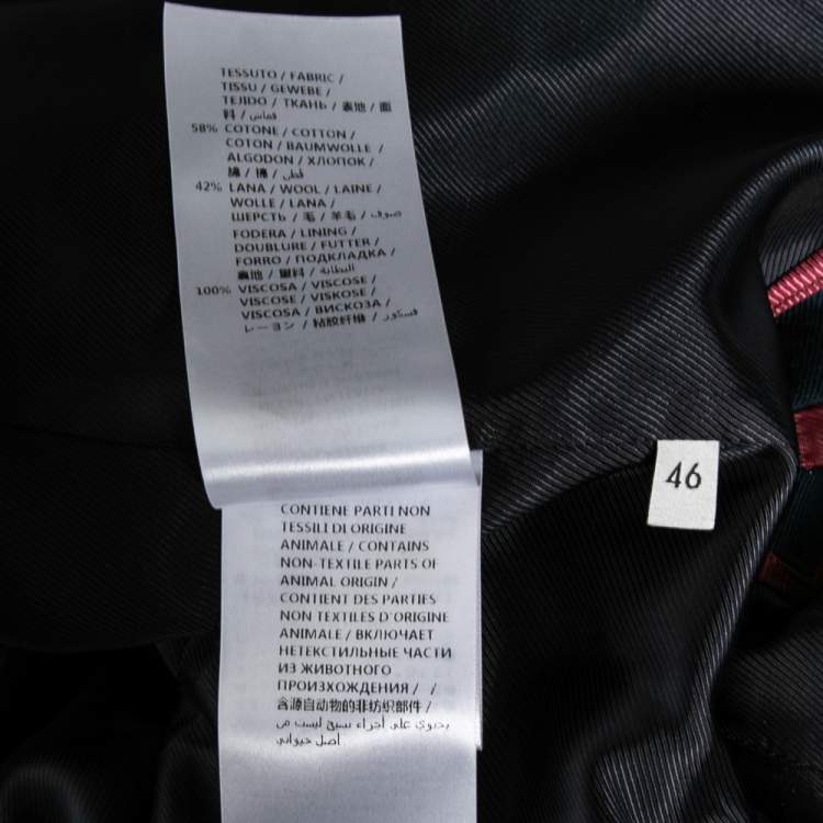 Pre Owned Gucci Navy Blue Snake & Floral Embroidered Wool Single Breasted Blazer L