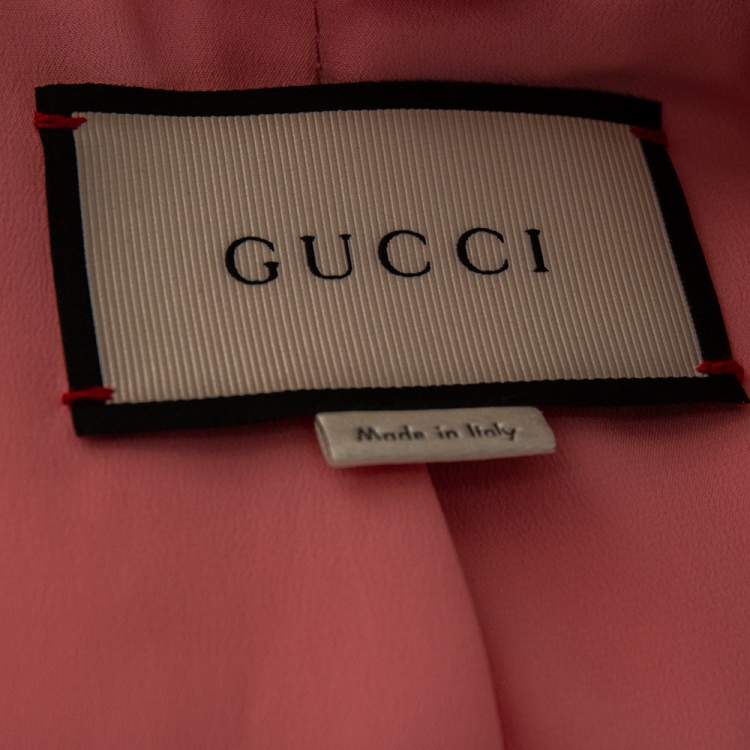Pre Owned Gucci Cream Silk and Cotton Blend Cropped Web Trim Jacket L