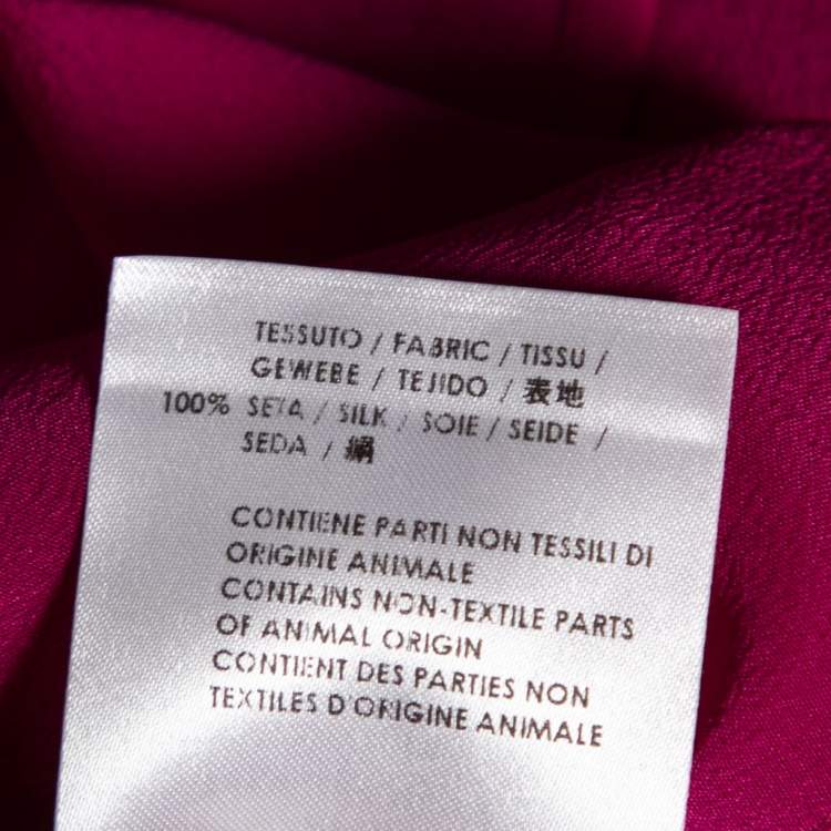 Pre Owned Gucci Magenta Silk Button Front Draped Oversized Blouse XS