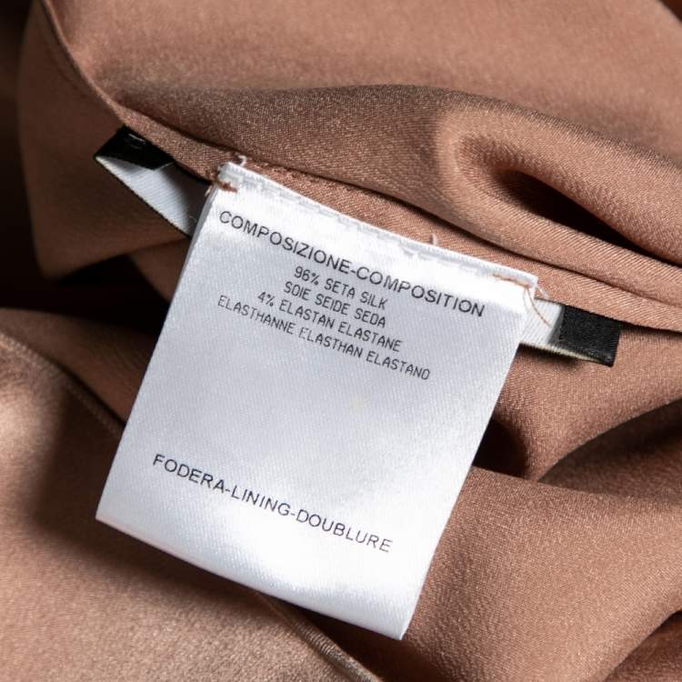 Pre Owned Gucci Beige Silk Sleeve Tie Detail Draped Top M